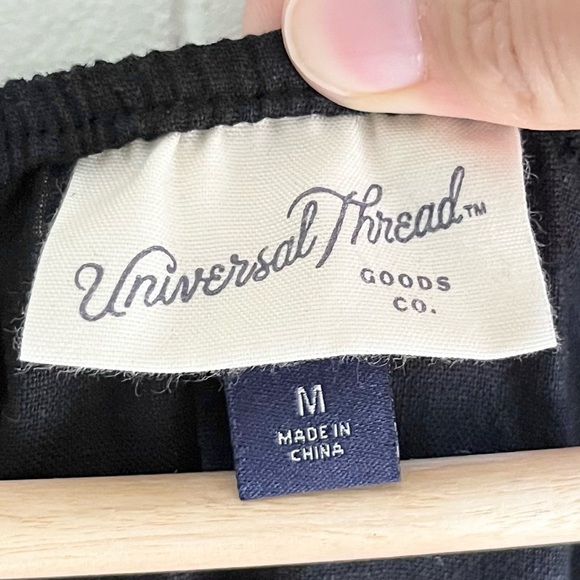 Universal Thread Black Linen Midi 3/4 Puff Sleeve Ruched Peasant Dress‎ … - Picture 8 of 10